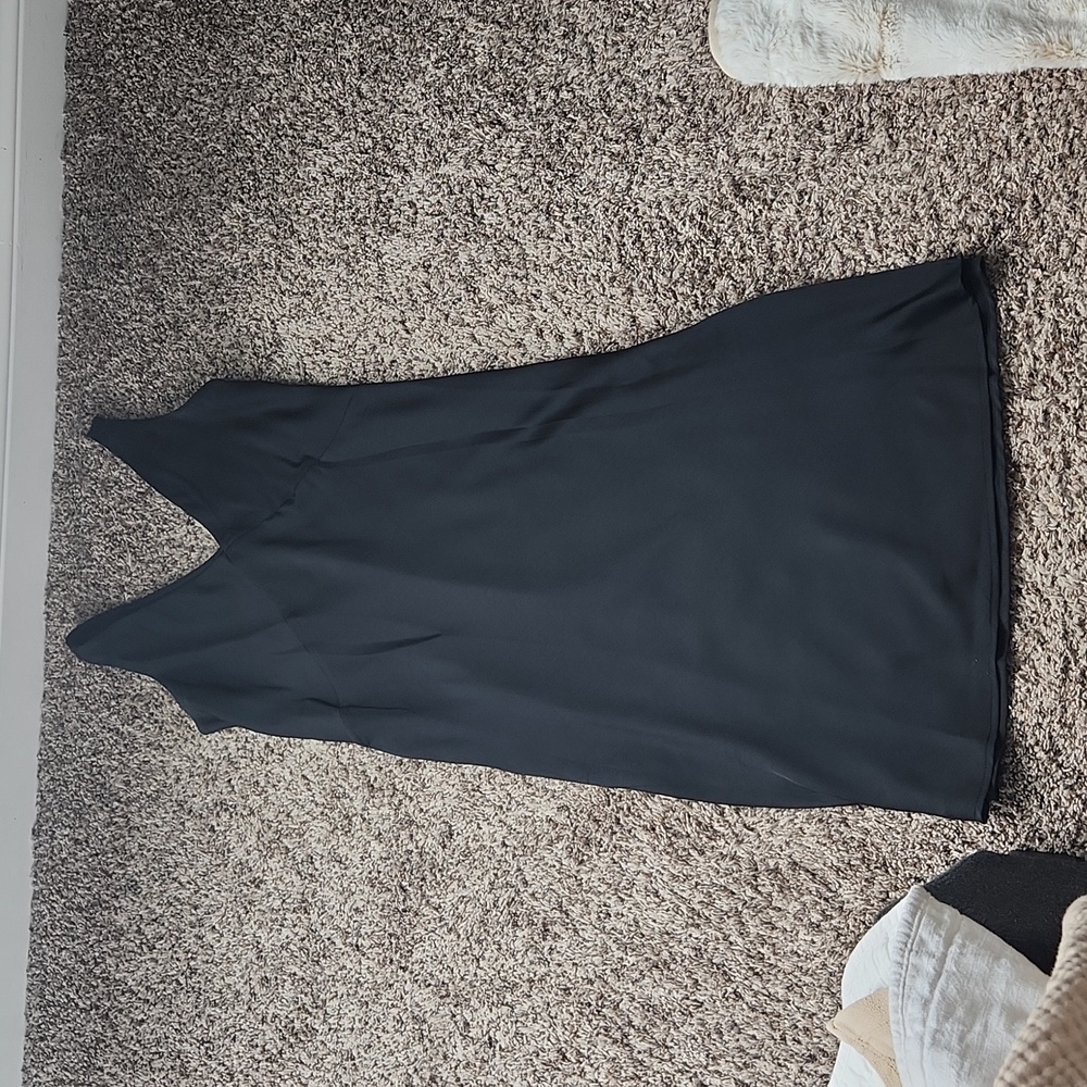 A new day v neck v back sating black dress medium